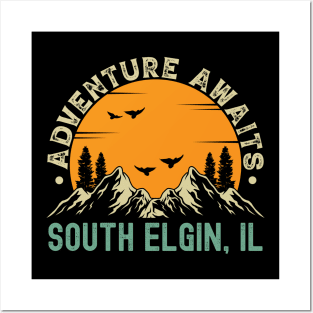 South Elgin, Illinois - Adventure Awaits - South Elgin, IL Vintage Sunset Posters and Art